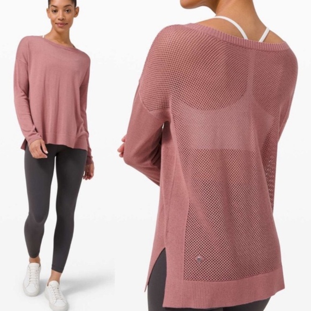 lululemon athletica Dusty Rose Open-Knit Scoop Neck Sweater